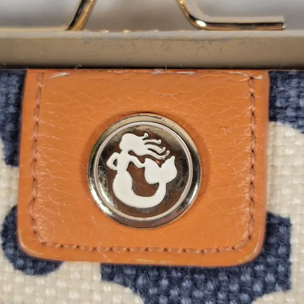 Spartina 449  Leather Linen Moroccan Mosaic Patterned Nautical Coin Purse - Picture 7 of 10